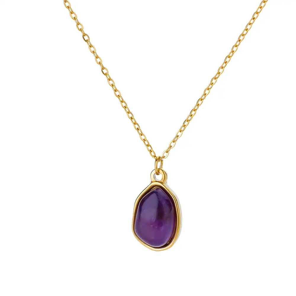 Stainless Steel Oval Opal Pendant Necklaces For Women 18 K Gold Color Chain Necklace Cute Lucky Round Sun Jewelry Accesorios New